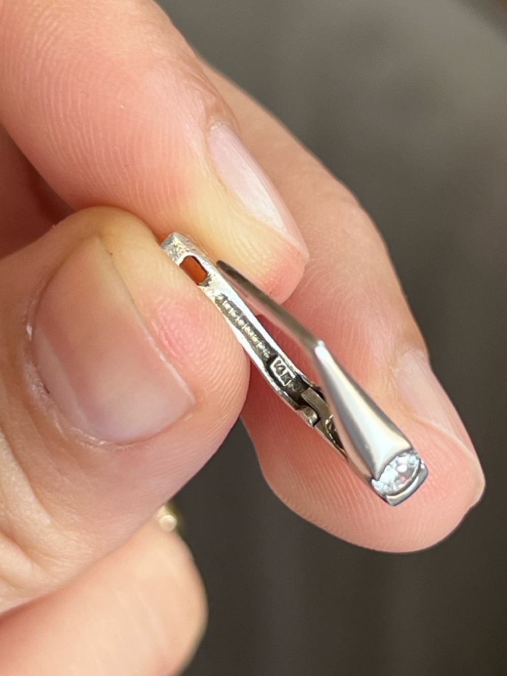 14k white gold  Cone Drop Earrings with Diamonds - Picture 5 of 9
